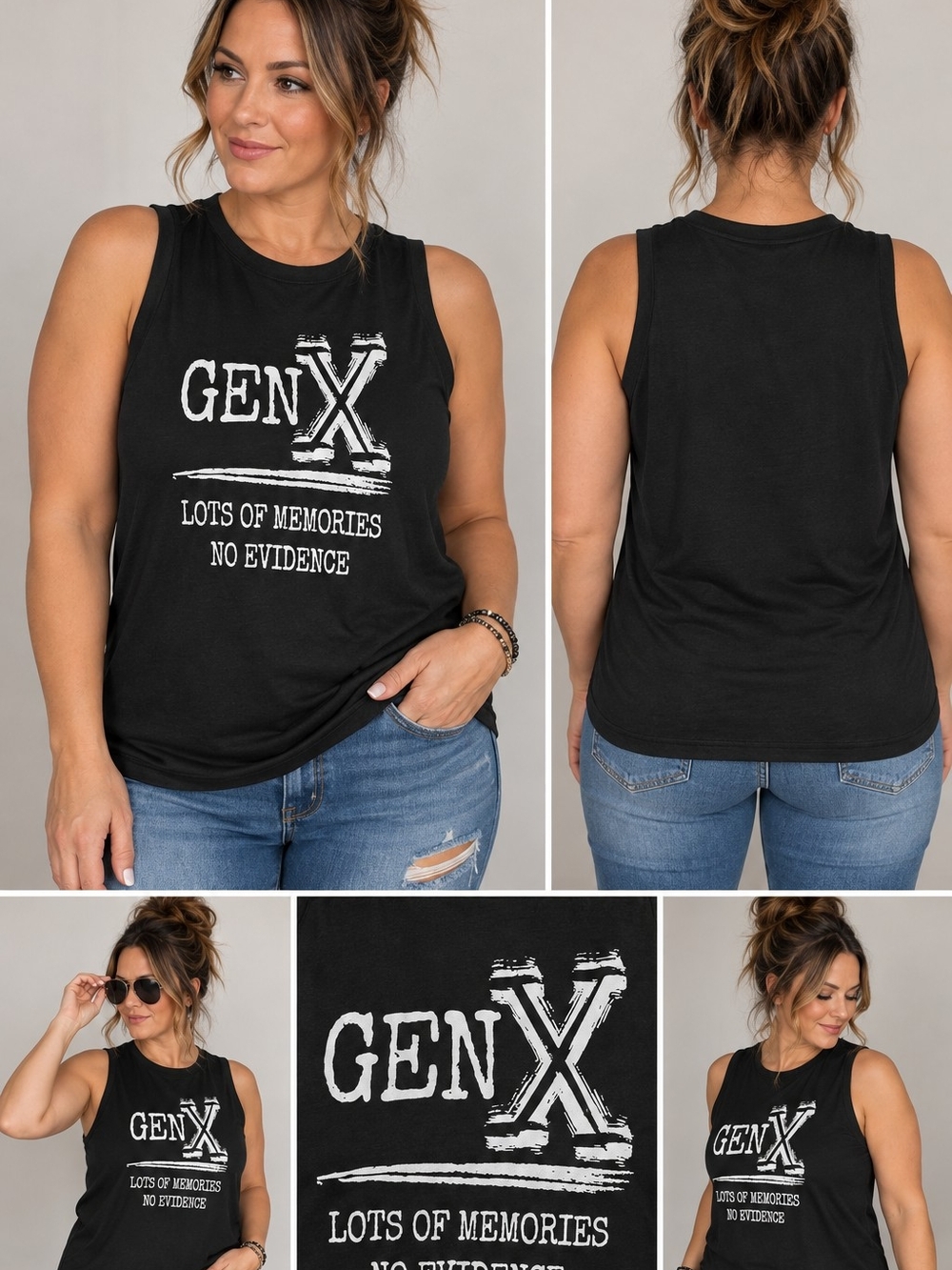 Gen X Graphic Muscle Tank Top - Black Size 12/14 New